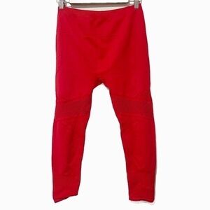 Fabletics mesh red vibrant comfy leggings size Large